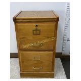 Oak 2 Drawer File Cabinet, Letter Size, Includes