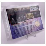 1945 Walking Liberty Half Dollar & US Army Stamp