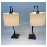 Industrial Table Lamps, Adjustable, w/Cloth Shades