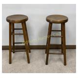 Wooden 30" Barstools 2 Pc Lot