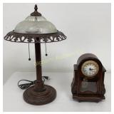 Table Lamp w/ Double Pull Chains, Mantle Clock