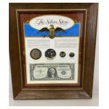 Framed Silver Story Coins, Currency & Granules
