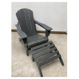 Gray Adirondack Outdoor Chair w/ Arms & Ottoman