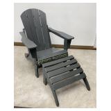 Gray Adirondack Outdoor Chair w/ Arms & Ottoman