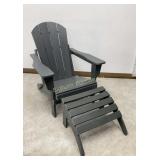 Gray Adirondack Outdoor Chair w/ Arms & Ottoman