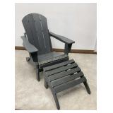 Gray Adirondack Outdoor Chair w/ Arms & Ottoman