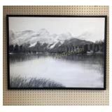Framed Mountain Scene Stretched Canvas Art Print