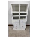 White 8 Drawer Cabinet w/ 8  Shelves & 2 Open
