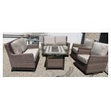 AGIO 5 PC Patio Furniture Set w/ Propane Fire