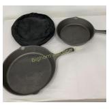 Cast Iron 10" & 11ï¿½" Skillets w/Zipper Storage Bag