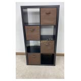 Black Wooden 8 Cube Organizer w/ 4 Brown Cloth
