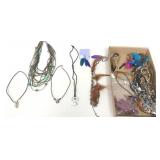 Feather Earrings Beaded Necklaces, Leather