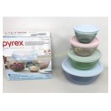 Pyrex Colored Glass Mixing Bowls Set w/ Lids