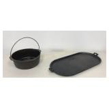 VTG *Damaged Cast Iron Griddle & Dutch Oven