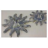 Pottery Sun Wall Decor 9" & 19" 2 Pc Lot
