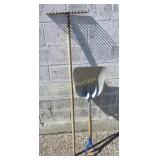 Aluminum Scoop Shovel, Garden Rake 2 Pc Lot