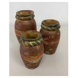 Pottery Vase 3 Pc Set 5"-7" Tall
