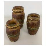 Pottery Vase 3 Pc Set 5"-7" Tall