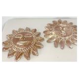 Pottery Sun Wall Decor 14" 2 Pc Lot