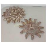 Pottery Sun Wall Decor 12" & 13" 2 Pc Lot