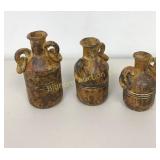 Pottery Jugs 6"-8" Tall 3 Pc Lot