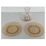 Pink Depression Carafe, Depression 7ï¿½" Plates