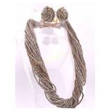 16ï¿½" Multi Stand Beaded Necklace & Screwback