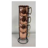 4 Copper Mugs w/ Organizer