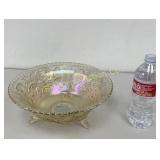 VTG White Opalescent Footed Rose Carnival Glass
