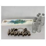 6 Glass Bottles w/ Lids, Explore & Wander