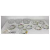 Glass Serving Bowls, Salad Fork & Spoon Set