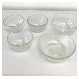 Glass Serving Bowls 5 Pc Lot