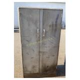 2 Door Locking Metal Cabinet w/ Contents: