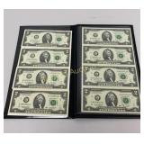 2009 Uncut Two Dollar Notes, 4-2013 Two Dollar