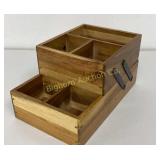 Wooden Hinged Vanity Organizer w/ 6 Compartments