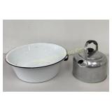 White Enamel Ware Pan, Foley Aluminum Tea Kettle
