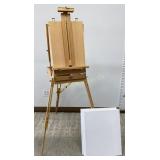 Wooden French-Style Sketchbox Easel & 3 Painting