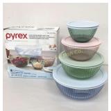 Pyrex Colored Glass Mixing Bowls w/ Lids Set