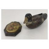 Wooden Duck Decoy, VTG Bird Wall Art 2 Pc Lot