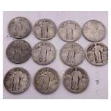 Dateless Standing Liberty Quarters 11 Coin Lot