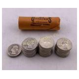 Roll of Washington Silver Quarters Various Dates