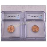 1964 Gem BU Lincoln Cents ICG 2 PC Lot