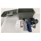 Ammo Box w/ Contents: Tent Ground Spikes Gun Lock,