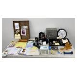 Short Adding Machine, Desk Organizers w/ Contents