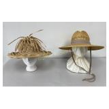 Hand  Woven Leaf Hat, Wide Brim Hat 2 PC Lot