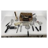Kitchen Utensils: Dough Cutter, Strainers, Knife