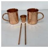 Copper Moscow Mule Mugs w/ Copper Shots Glass