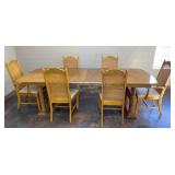 Oak 7 Pc Dining Set, 2 Captain Chairs, 4 Side