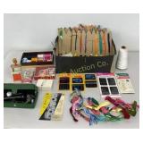 Sewing Items: Embroidery Threads, Singer Button