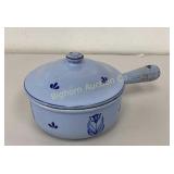VTG Holland Blue Enamel on Cast Iron Sauce Pan